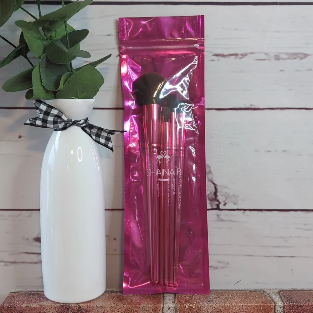 Shaina B. Miami Fab 5 Pink Piece Essentials Brush Set Full Size New in Packaging